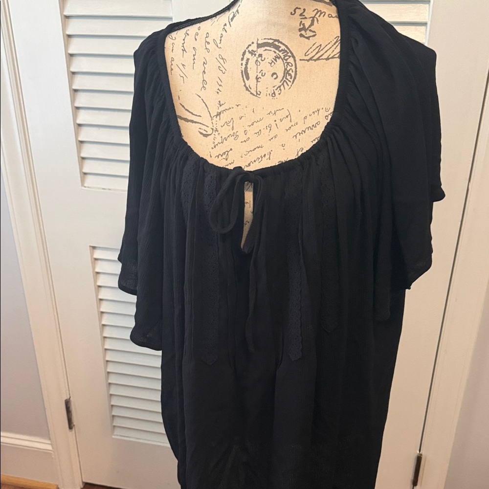 torrid Black Peasant Tie-Neck Tunic